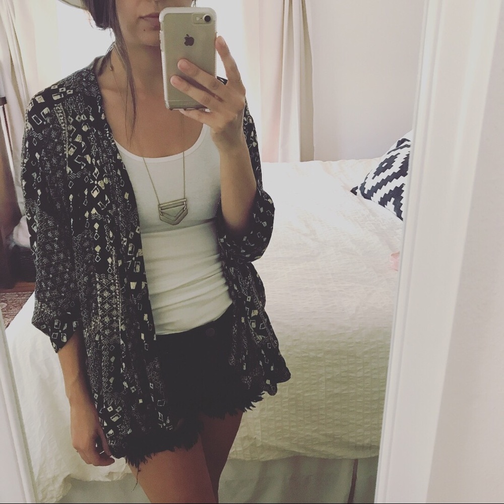 black and white kimono